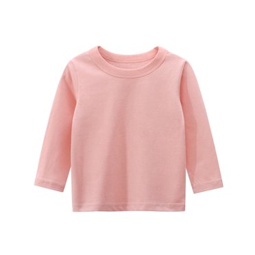 ZACPNCV Girls Long Sleeve T Shirts Kids Crewneck Fall Winter Tops Basic Tees Pink 2-3 Years