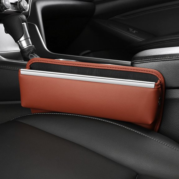 RKSTN Storage Holder Car Seat Crevice Storage Box, Multi-Function Car Crevice Plug Strip Storage Box, Universal New Brown Car Accessories