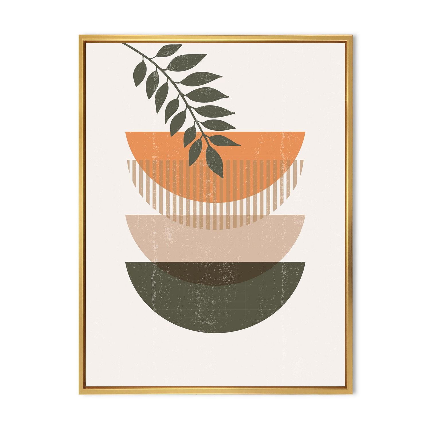 Designart Abstract Geometrical Sun and Moon With Leaf II FLOAT FRAME ...