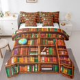 thumbnail image 1 of YST Cartoon Bookshelf 7 Piece Comforter Set King,Retro Bookcase Bed in a Bag for Kids Boys Girls,Library Books Reading Bedding Set,Educational Book Collection Sheet Set for Bedroom, 1 of 5
