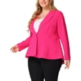thumbnail image 4 of Agnes Orinda Women's Plus Size Blazer Button Notch Panel Ruffle Peplum Blazers 5X Hot Pink, 4 of 6