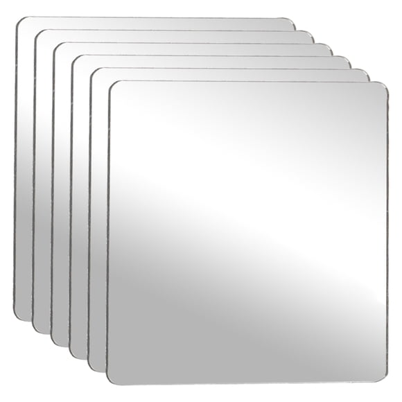Uxcell 6Pcs Shatter Proof Acrylic Mirror, 3.9" Square Round Corner Mirror(Self Adhesive, Safety, Shatterproof) Suited to Bathroom Science Home Gym Wall Decor