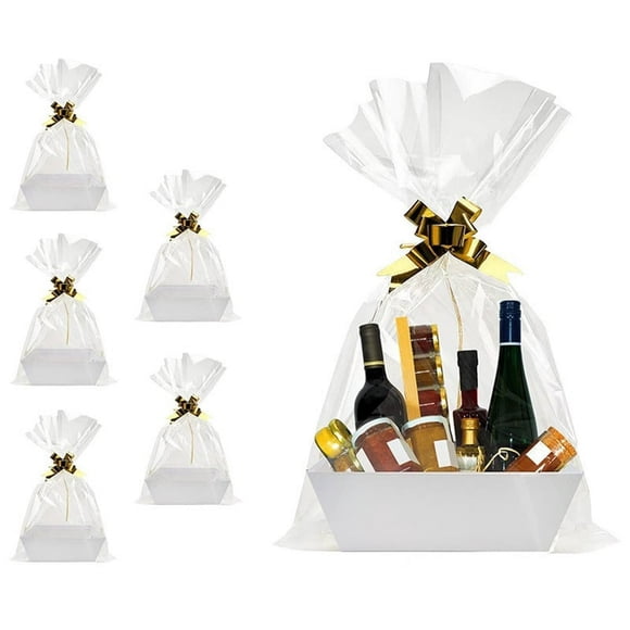 DEBGFS Panier-Cadeau Vide Plateau Robuste avec Poignée en Vrac Vin Rouge Fête Remise des Diplômes Anniversaire Mariage Panier-Cadeau 25x16,5x9 cm, Blanc