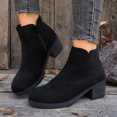 thumbnail image 3 of Lovzfmll Bottes à la Cheville pour Femmes, Cheville en Suède à Talon Bas Bout Rond, Bottines à Talon Bloc Moyen Bout Rond Décontractées d'Automne Bottes Noires, 3 of 8