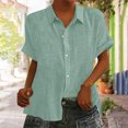 thumbnail image 2 of Yuyuzo Womens Button down Shirts Short Sleeve V Neck Tshirts Solid Color Office Work Tops Blouses, 2 of 6