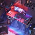 thumbnail image 3 of Bestier Reversible 44 inch Computer Desk with LED Lights and 4 Tier Shelves Gaming Desk, 3 of 9