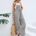 thumbnail image 3 of B91xZ Salopette Femme Col Carré Sans Manches Décontractée en Lin Ample avec Poche, Gris TG, 3 of 5