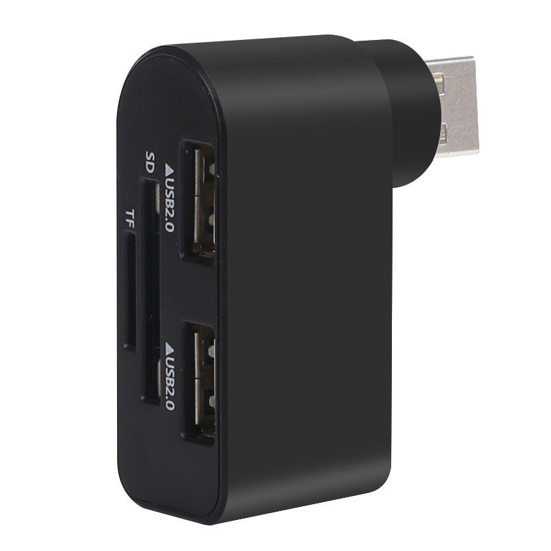 4-in-1 Rotating USB Hub Multi Functional Card Reader Splitter One To Three Port Extension USB HUB