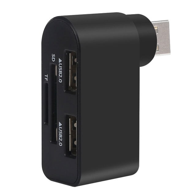 4-in-1 Rotating USB Hub Multi Functional Card Reader Splitter One To Three Port Extension USB HUB