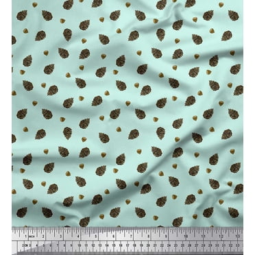 Soimoi Green Cotton Duck Fabric Oaknut Fruits Printed Craft Fabric by The Yard 56 Inch Wide