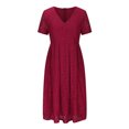 thumbnail image 4 of Gspmoly Robes d'Été, Robe à Manches Courtes en Dentelle Unie Décontractée à Col en V pour Femmes Printemps/été, Robes de Mariage pour Femmes en Liquidation, 4 of 7