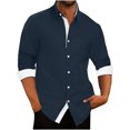 thumbnail image 1 of Chemises à Manches Longues pour Hommes Mode Décontractée Patchwork Col Rabattu Bouton Chemise à Manches Longues Blouse Chemise à Manches Longues pour Hommes, 1 of 6