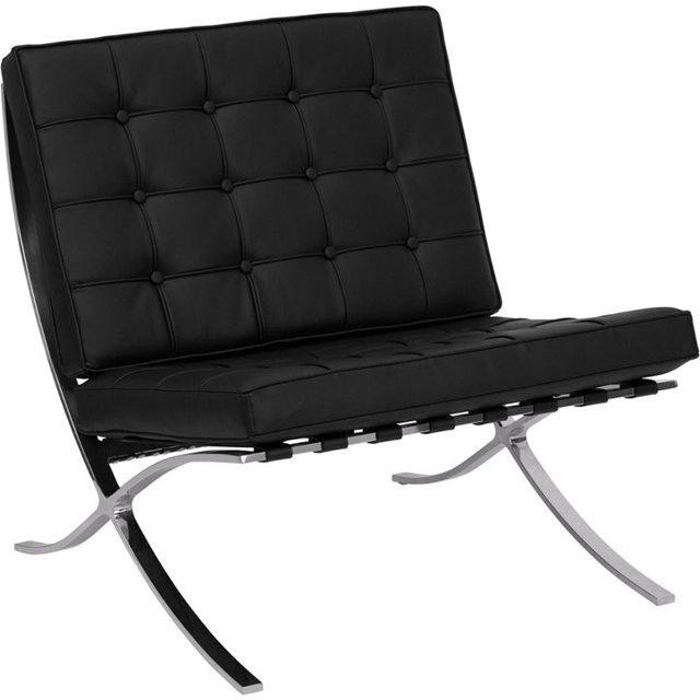 Pavilion Leather & Stainless Steel Barcelona Chair - Contract Grade