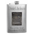 thumbnail image 2 of Hip Flask Holding 8 oz - Groom Emblem Design - Metallic Grey Finish, Stainless Steel, Screw-On Cap, Expertly Welded, Leakproof, Rustproof - Front Engravable for Personalized Gift, 2 of 4