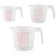 thumbnail image 1 of 3pc Plastic Measuring Jug Set Large 4 Cup, 2 Cup and 1 Cup Capacity BPA Free Measuring Beakers with Angled Grip Essential Kitchen Accessories, 1 of 8