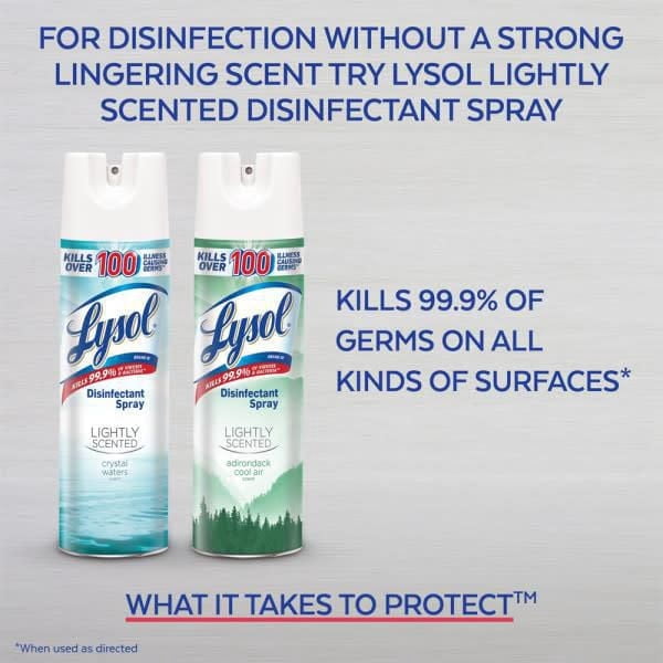 Spray Désinfectant Lysol, Brise De Citron, Désinfecte et élimine les odeurs sur les surfaces dures et les tissus, 539 g