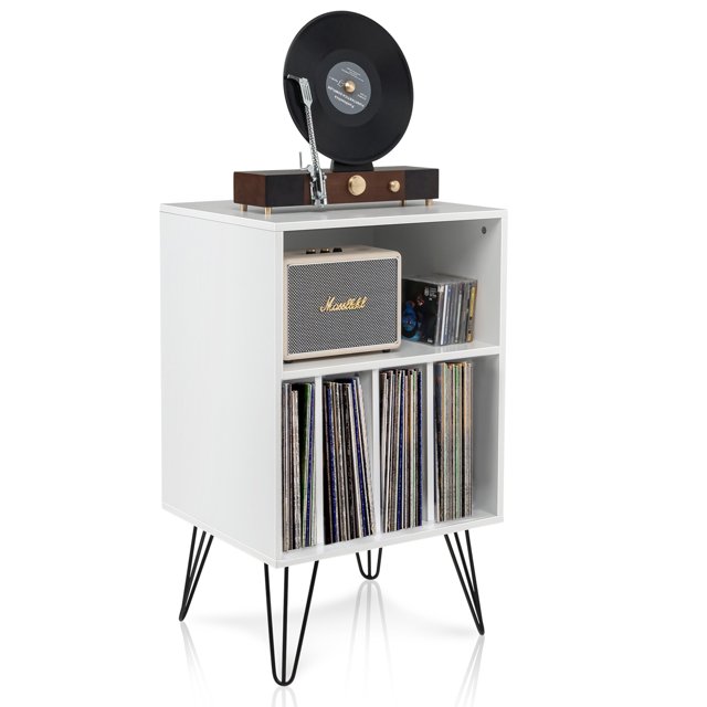Gymax Classeur avec Rangement Séparé, Bibliothèque d'Exposition Autoportante pour Chambre, Blanc