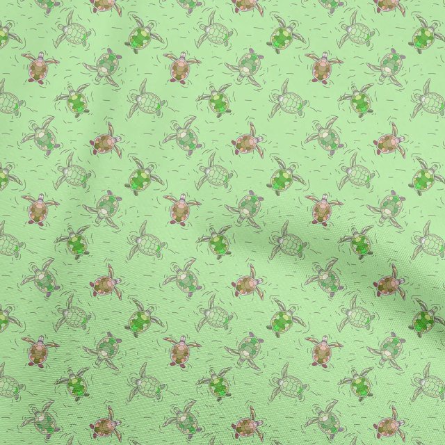 oneOone Silk Tabby Light Green Fabric Ocean Turtles Sewing Craft Projects Fabric Prints By Yard 42 Inch Wide