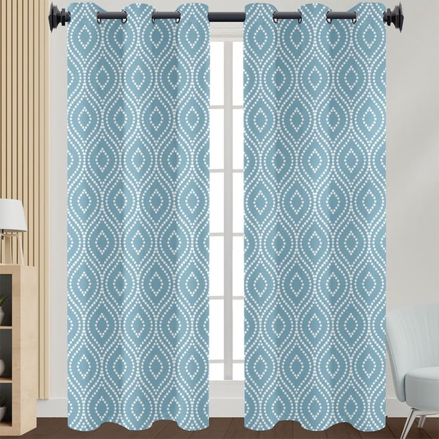 Innerwin Curtain Floral Window Drape Blackout Eyelet Top Panel Grommet Modern Home Decor Light Filtering Style 7 W:52"x H:85"