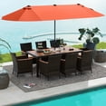 thumbnail image 3 of Costway Ensemble de Salle à Manger de Patio 11 Pcs avec Parasol de Patio Double Face de 15 Pi (Base Incluse) Orange, 3 of 10