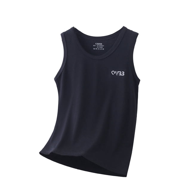 Sunnyoo Débardeur d'Été Léger Uni pour Garçons en Coton Sans Manches de Couleur Unie Noire avec Encolure Ras du Cou et design Sans Manches. Fabriqué en Mélange de Coton Doux et Respirant, Ce Débardeur Est Léger et Absorbe la Sueur, Idéal pour les Journées Ensoleillées. Présente un Petit logo Imprimé sur la Poitrine et une Étiquette Sans Étiquette pour Plus de Confort. Convient aux Garçons de 3 à 16 Ans, avec des Tailles Allant de 100 à 170. Parfait pour le Port Quotidien, les Jeux Extérieurs, les sports Ou l'École. Facile d'Entretien avec un Tissu Lavable à la Machine Qui Résiste au Rétrécissement et Qui Maintient Sa Forme