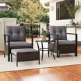 thumbnail image 4 of Costway Ensemble de Mobilier d'Extérieur 5 Pcs Chaises et Ottomans en Rotin avec Table Basse à Dessus en Verre Gris, 4 of 10