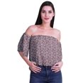 thumbnail image 2 of Moomaya Womens Printed Off The Shoulder Crop Top Flounce Sleeve Summer Clothing Boho Blouse, 2 of 5