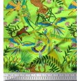 thumbnail image 1 of Soimoi Modal Satin Fabric Branches,Parrot & Leopard Jungle Fabric Prints by Yard 42 Inch Wide, 1 of 1