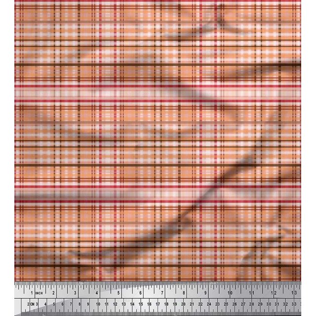 Soimoi Georgette Viscose Fabric Plaid Check Printed Fabric 1 Yard 42 Inch Wide