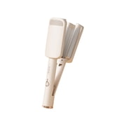 FSTDelivery 1.25 inch Curling Iron Hair Crimper Waver - Beach Waves Curling Wand, Ionic Deep Waver Hair Curler Tool with Ceramic 3 Barrel for Women, Dual Voltage, Anti-Scald, Easy to Use, White
