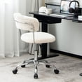 thumbnail image 4 of Gymax Computer Desk Chair Adjustable Sherpa Office Chair Swivel Vanity Chair White, 4 of 10