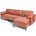 thumbnail image 1 of Costway Modular L-shaped Sectional Sofa w/ Reversible Chaise & 2 USB Ports Coral Pink, 1 of 10