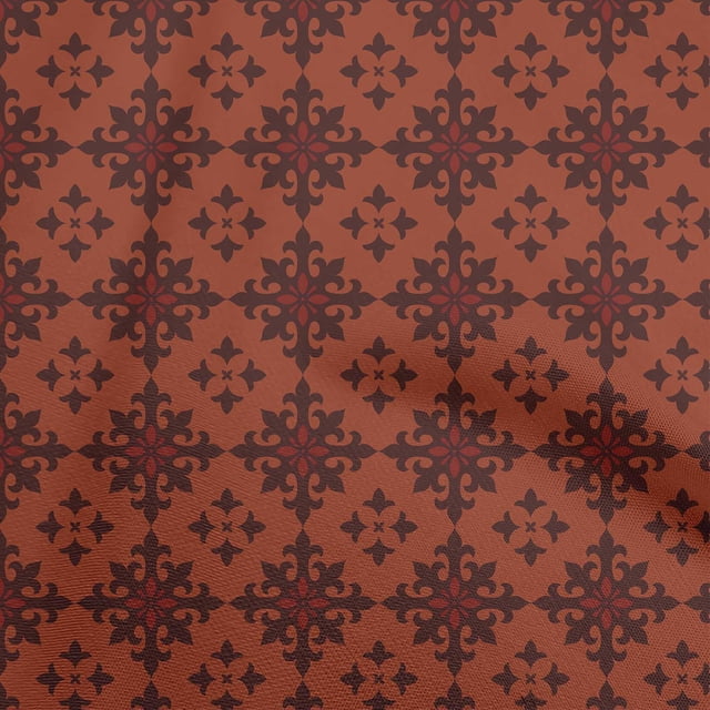 oneOone Rayon Brown Fabric Damask Craft Projects Decor Fabric Printed By The Yard 56 Inch Wide