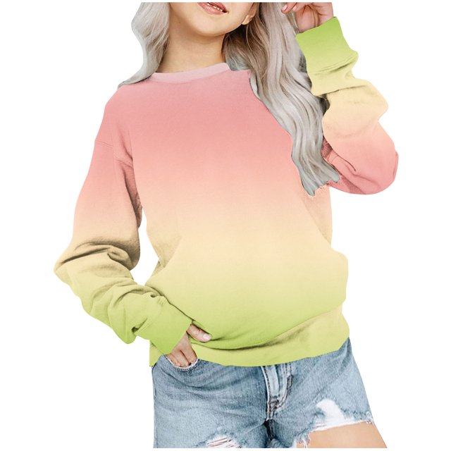 Yuyuzo Chandails en Molleton pour Filles Col Rond Manches Longues Décontracté Confortable Bloc de Couleur Pull d'Automne