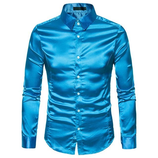 maskred Long Sleeve Tops For Men - Functional Anti-wrinkle Sustainable And Chic Good Cut For Normal Body Casual Work Shirt blue M