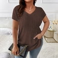 thumbnail image 2 of Liquidation d'Économies! Hauts Oversize pour Femmes en Liquidation, Blouse d'Été à Manches Courtes pour Femmes, Haut d'Été pour Femme Grande Couleur Unie à Col Rond en Tricot à Rayures à Manches Courtes, 2 of 5