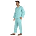thumbnail image 3 of Inkmeso Ensemble de Pyjama Classique Uni en Coton, Pyjama Boutonné pour Hommes, 2 Pcs, Tenue de Nuit, 3 of 7