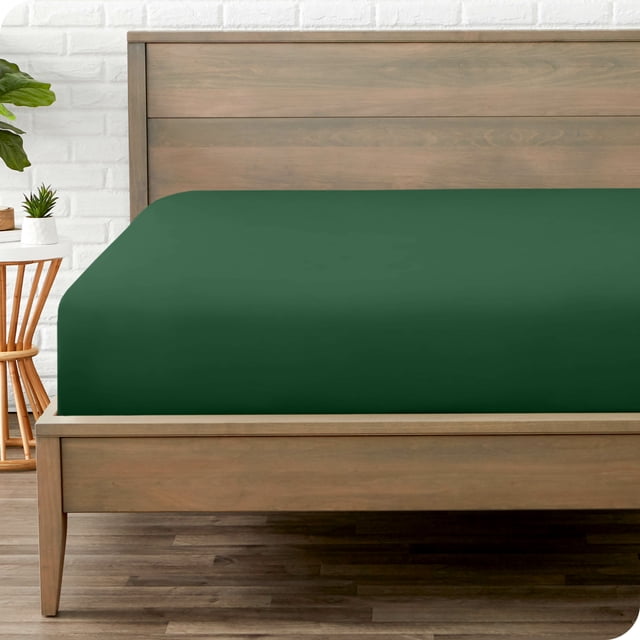 Bare Home Drap-Housse - Premium 1800 Collection - Poche Profonde - Ultra Doux, Résistant aux Plis - Lit Simple, Vert Forêt