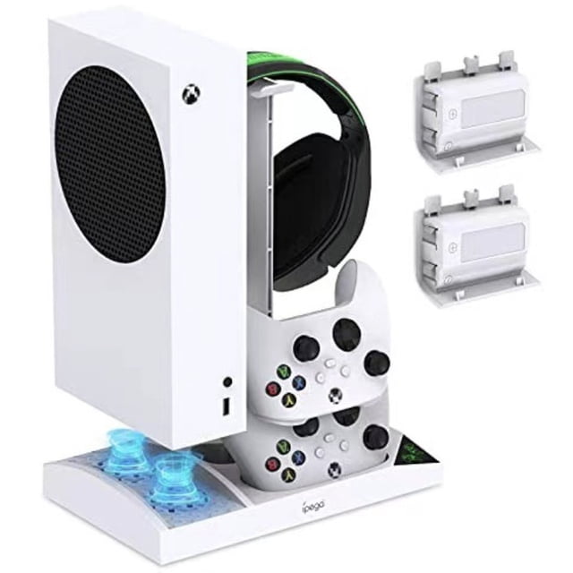 Support de Refroidissement RVB Tout-en-un pour Xbox Series S (XSS) - Station de Recharge Double pour Manettes, Support pour Écouteurs et Support de Disques pour 12 Jeux, Accessoire de Jeu à DEL Coloré pour une Configuration Organisée
