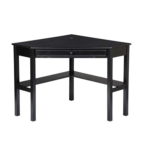 SEI Furniture Space Saving Corner Computer Slide Out Keyboard Tray Desk, Black