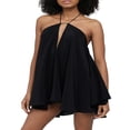 thumbnail image 1 of Women Halter Neck Formal Dress Loose Backless Mini Evening Gown, 1 of 9