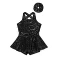 thumbnail image 3 of TSSOE Robe de Danse Moderne Jazz Ballet à Paillettes pour Filles avec Bandeau Costume de Performance Dos Croisé Justaucorps Bandeau Noir 12, 3 of 5