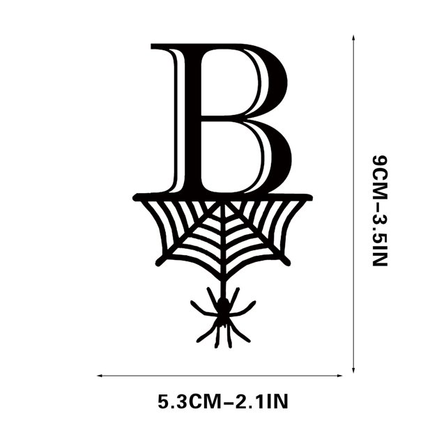 Spider Halloween Decoration Hang Tag Set with 26 Iron Letters 5.3 cm x 9 cm, Black Rope Included