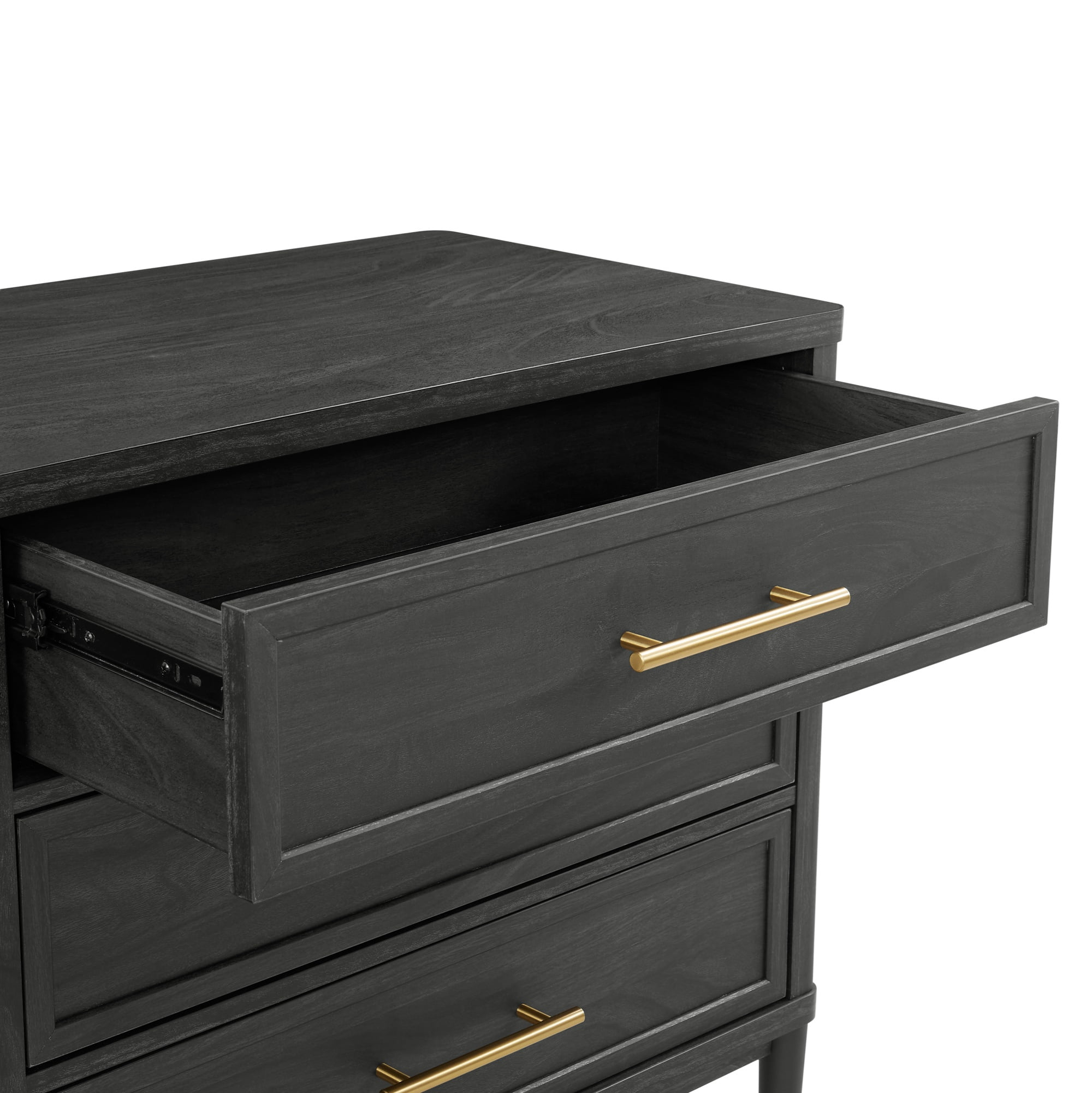 Better Homes & Gardens Table de chevet à 3 tiroirs avec USB, finition charbon de bois