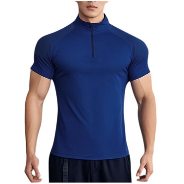 EOYWHK Chemises de Compression pour Hommes Été Décontracté Couleur Unie Col Rond Manches Courtes Gym Course Chemises Économies