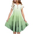 thumbnail image 2 of Tranfacy Robes d'Été pour Ados, Robes pour Filles Taille 10-12, Robe d'Été pour Filles 6-15 Mode Robe à Dégradé de Couleurs avec Poches Manches Courtes Col Rond Robe Trapèze, 2 of 5