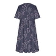 thumbnail image 4 of UPPADA Womens Summer Floral Dresses Casual Bohemian Crewneck Ruffles Long Maxi Dress Elegant Ladies Short Sleeve Beach Dresses,Robe Ete Pour Femme Taille Plus Navy,XXXL, 4 of 5