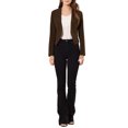 thumbnail image 2 of Blazer de Travail pour Femme Sans Col, Veste de Tailleur Chic Décontracté, Blazer Court, P Café, 2 of 8