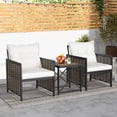 thumbnail image 4 of Costway 3 PCS Patio Rattan Furniture Set Acacia Wood Coffee Table & 2 Chairs Backyard, 4 of 9