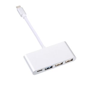 Yeacher 4 in 1 Type-C to Type-C 3 Hub Charging Port Type-C to USB 3.0 Adapter Cable USB C to 3 Hub Fast Speed ()